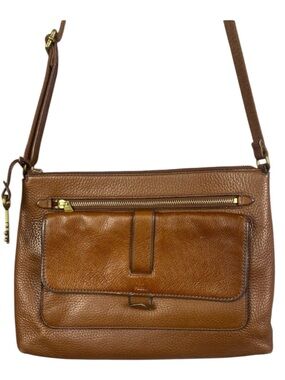 Fossil Vintage Brown Leather Classic Crossbody Medium Size Bag Purse